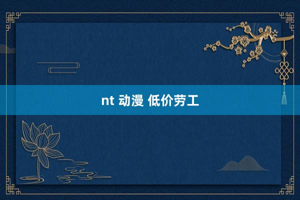 nt 动漫 低价劳工