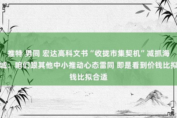 推特 男同 宏达高科文书“收拢市集契机”减抓海宁皮城：咱们跟其他中小推动心态雷同 即是看到价钱比拟合适